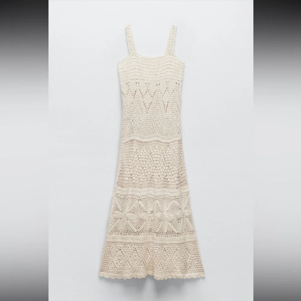 Zara limited edition sequin crochet knit maxi dress - Picture 2 of 12